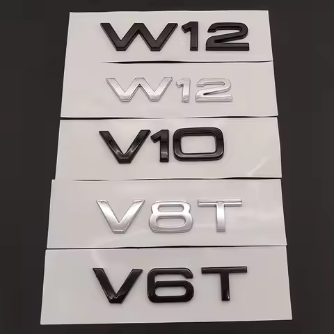 3D ABS Chrome Black Logo V6T V8T V10 W12 Emblem Letters Badge Car Sticker For Audi A6 A7 S4 S5 S6 S7