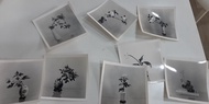 8 assorted vintage black & white photos, each about  8 cm square
