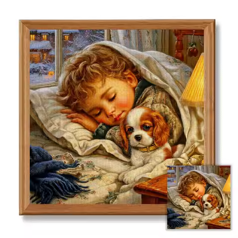 1set 40x40cm[15.7x15.7Inch//50x50cm19.7x19.7Inch]Good Night Cross Stitch Kit, Including Drawings, Ne
