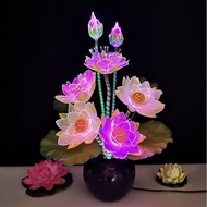 [Featured] Decoration Flower Lamp Colorful Optical Fiber Lotus Lamp LED Lotus Lamp Buddha Front Flow