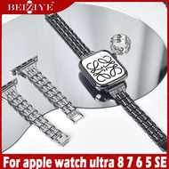 โลหะเพชร สายนาฬิกา For apple watch ultra 49mm 41mm 45mm 42mm 44mm 38mm 40mm สาย Woman วัสดุ สแตนเลสส