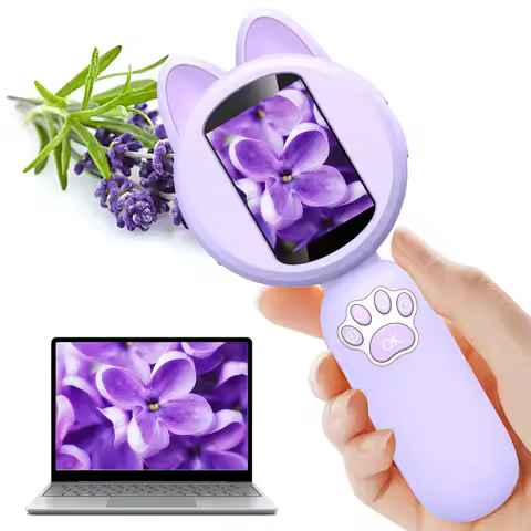 Hayve 2inch IPS Digital Microscope 1000X Handheld Microscope for Kids Magnifying Glass with Lights, 