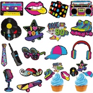 Clabby 32 Pieces 80s 90s Cupcake Topper Theme Birthday Party Decorations Hip Hop Cake Cupcake Topper
