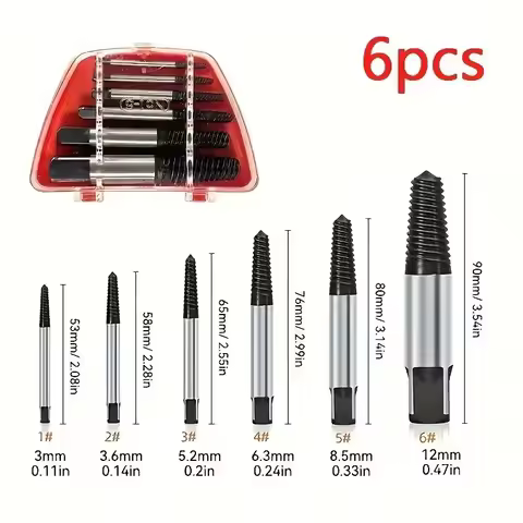 5/6pcs Screw Extractor Set Damaged Broken Screw Remover Extractor Drill Bits Easy Out Remover Center