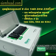 Nano 6 ช่อง ตู้คอนซูมเมอร์ยูนิตแบบปลั๊กออน  มีเมนให้เลือก 3 รุ่น [32a 50a และ 60a] Consumer unit plu