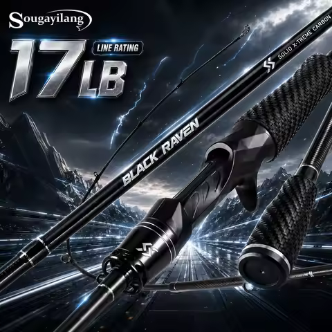 Sougayilang Fishing Rod 1.8m Carbon Fiber Spinning Casting Rod 8-17LB 7-30g Ceramic Guides Solid Tip