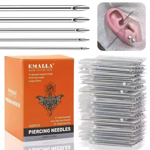200/50/10pcs Piercing Needles Surgical Steel Tattoo Needle for Navel Nipple Lip Punch Needle Piercin
