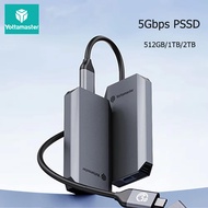 Yottamaster YM5 PSSD SSD แบบพกพา512GB 1 TB 2TB Type C 500เมกะไบต์/วินาทีดิสก์แบบแข็งภายนอก5Gbps MSAT