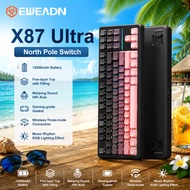 EWEADN X87 Tri Mode Mechanical Keyboard Wireless Gaming Keyboard Bluetooth 2.4G RGB Backlit Hot Swap
