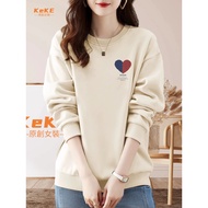 S-4XL Round Neck University t 100kg Sweatshirt Gray Girls Fleece Lining Wide Version Korean Autumn W
