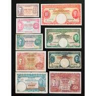 10 pcs Board of commissioners of currency malaya King George VI , 0.01, 0.05, 0.10, 0.25, 0.50, 1, 5