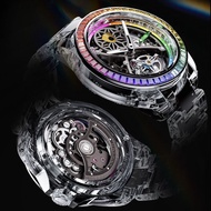 BONEST GATTI Men's Crystal Watch Full Transparent Hollow Perspective Limited Fully Automatic Mechani
