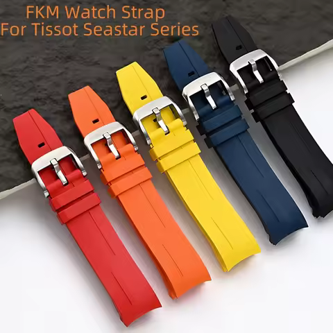 Waterproof Fluororubber FKM Watch Strap for Tissot 1853 Seastar series T120 21mm Curved Watch Band