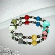 彩虹熱氣球愚人金手鍊 - 醫療鋼/黃鐵礦/虎眼石/拉長石/五行水晶