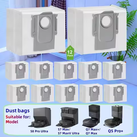 12 Dust Bags For Roborock Q5, Q5 Pro+, Q8 MAX, Q8 Max+, Q7 Max+, S8 Pro Ultra, S8+, S8, S7 Max, S7 M