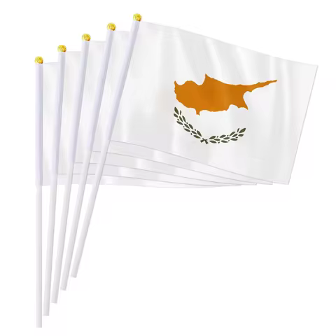 14*21cm Cyprus Hand Flag, Cyprus Cypriot National Flag World Countries Desk Decor Gifts Small Hand H