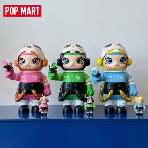 Genuine POPMART MEGA SPACE MOLLY 400%+100% × THE POWERPUFF GIRLS Cool Space Suit Female Police Offic