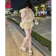 Luxurious women's clothing set, top and skirt set, LATEST MODEL Duc Hoa stylish layered silk cv set 