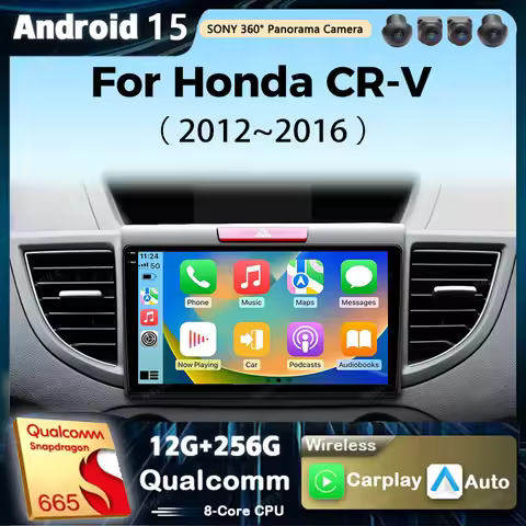 Android 15 Multimedia Video Player For Honda CRV CR-V 2012-2016 Navigation Car Radio 2k Screen Carpl