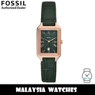 Fossil ES5366 Raquel Three-Hand Date Green Croco LiteHide™ Leather Strap Woman's Watch (2 Years Foss