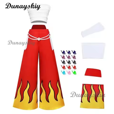 FAIRY Anime Erza Scarlet Cosplay Wig Costume Top Red Pants Suit Woman Party Halloween Costume With T