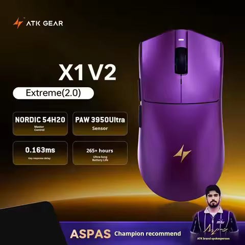 ATK Blazing Sky X1V2 8K Mouse Wireless Low Latency FPS Three Mode Game Mouse Lightweight E-sports Cu