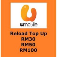 UMOBILE TOPUP RM10 RM 30 RM50 RM100