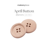 MAKERSPLACE Wooden Clothes Buttons Plain Buttons Wooden Classic Buttons | April Button 35mm