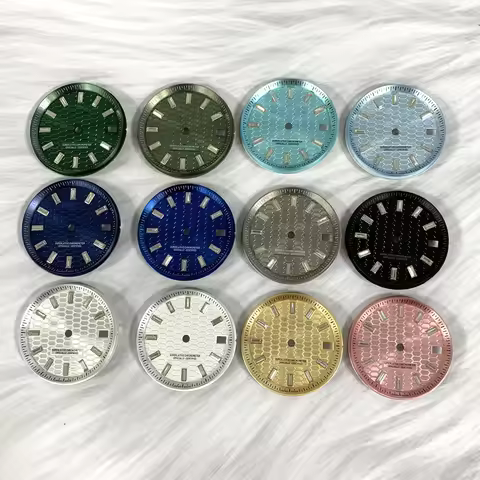 30mm/33.8mm Dimond-set Lady Land Watch Dial Honeycomb Embossed Sunburst For NH35/4R/6R Automatic Mov