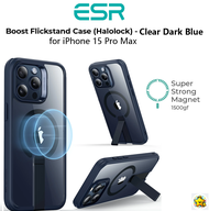ESR Boost เคส Flickstand Magsafe (Halolock) -- สีน้ำเงินเข้มที่ชัดเจนสำหรับ iPhone Pro Max/ ESR iPhone 15 Pro Max Case / iPhone 15 Pro Max