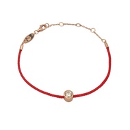 莫桑鑽幸運紅繩  | 925 純銀鑲圓形莫桑鑽幸運紅繩手鍊