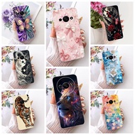 Clear Cover For Redmi A3 Case Cute Cat Fashion Butterfly 2D Painted Casing 23129RN51X 23129RN51H