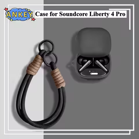 for Anker Soundcore Liberty 4 Pro Case Silicone Protective Earbuds Cover Liberty4Pro Nylon Lanyard S