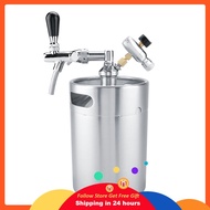 Goonshopping Stainless Steel Beer Keg  5L Mini Stainless Steel Keg with Faucet Pressurized Home Brewing Craft Beer Dispenser Set