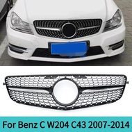For Mercedes Benz C W204 C43 2007-2014 Perfect Match Front Hood Bumper Grille Racing Grill AMG Style