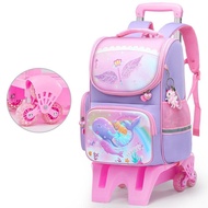 2023 Kids School Rolling Backpack Girls Rainbow Unicorn Pink Schoolbags With Wheels Waterproof Children Backpack Princess Trolley Bag