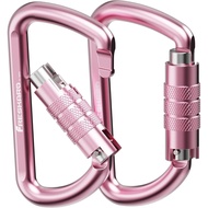 FresKaro 3inch 12kN-2698lbs Auto Locking Carabiner Clips, Solid D Shape, Heavy Duty 7075 Aluminum, L