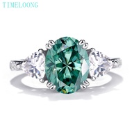 3 CT Green Oval Cut Real Moissanite Ring For Women Wedding Engagement 925 Sterling Silver Fine Jewel