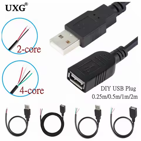 DIY 5V Power Supply Cable 2 Pin USB 2.0 Female male 4 pin wire Jack Charger charging Cord Extension 