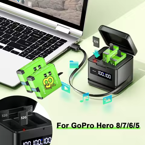1800mAh Battery For GoPro Hero 8 7 6 5 Battery Pack with 3 slots LCD Charger for Action Camera GoPro