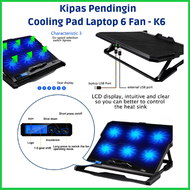 NEW COD ICE COOREL Cooling Pad Laptop 6 Fan - K6 / cooling pad laptop gaming pc celdek deepcool fan stb / kipas pendingin laptop 14 inch terbaik gaming portabel lipat hp asus acer lenovo / pendingin laptop bawah 14 inch  6 kipas gaming vacum murah rgb