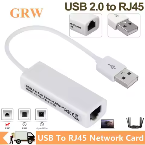 GRWIBEOU USB 2.0 to RJ45 Network Card 10/100Mbps USB Lan RJ45 Network Card USB to Ethernet Adapter F