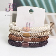 JF Collection - B087 Women's Woven Hair Ties – Set of 2 pcs, Elastic & Thick, Earth Tone Color