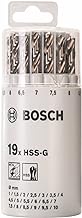 Bosch 2607018361 HSS-G Drill Bit Set, 0.04-0.4 inches (1-10 mm), Set of 19