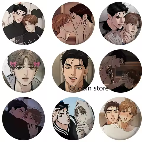 58mm Korean Manga Button Pin Bl Manhwa Jinx Joo Jaekyung Kim Dan Anime Brooch Badge Fans Collect Gif