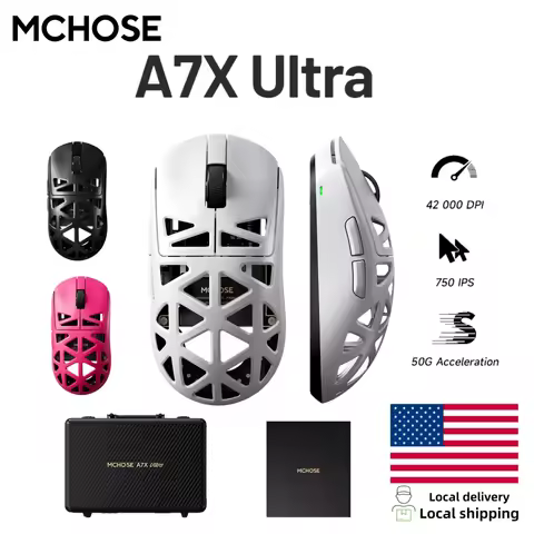 MCHOSE A7X Ultra Magnesium Alloy Gaming Mouse PAW3950TI Sensor Omron Optical Dual 8000Hz Ultra-High 