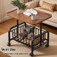 Tea table With Wheels Trolley Shelf Storage Cart Sofa Side Made Of Wood Bedside coffee