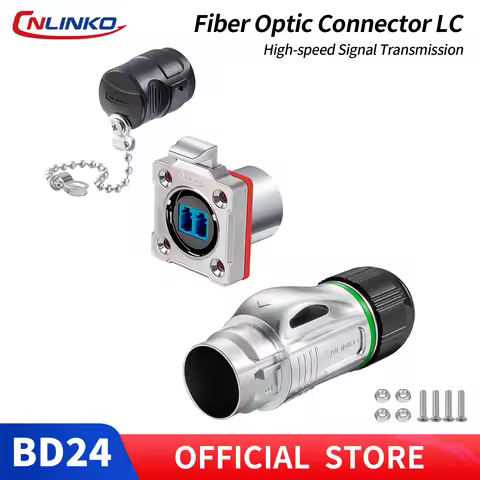 CNLINKO BD24 IP68 Circular LC Single Mode Fiber Optic Connector Zinc Alloy Panel Mount Adapter for I