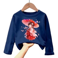 Girls' t-shirt, girls' cherry blossom print, long sleeves, 2-12 years old k.603