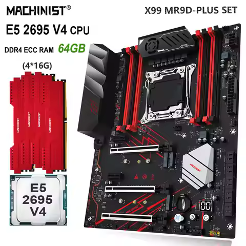 MACHINIST X99 Motherboard Set LGA 2011-3 Kit Xeon E5 2695 V4 CPU 4X16G=64GB DDR4 ECC RAM Memory Nvme